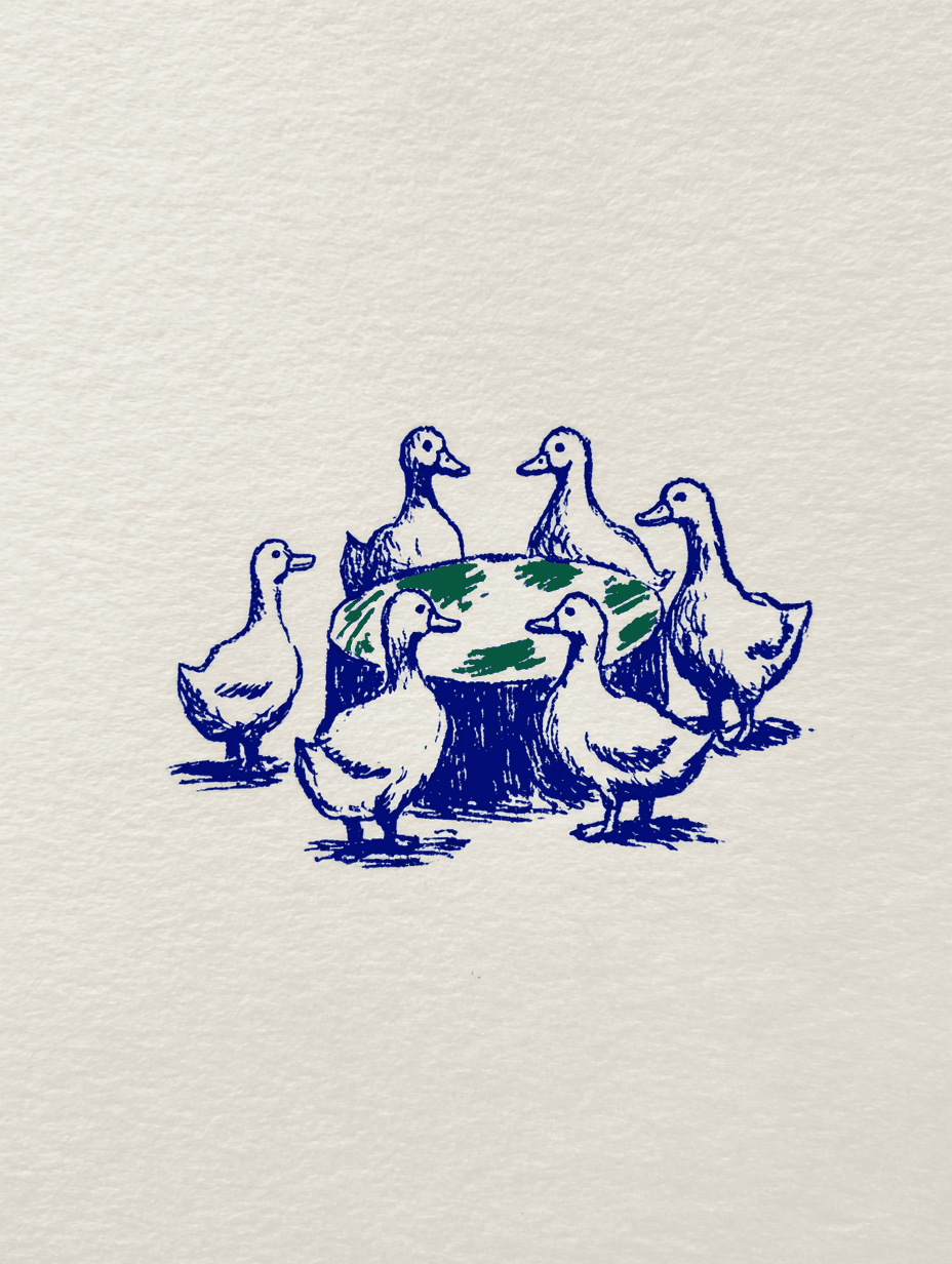 Ducks Around Tree Stump